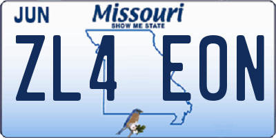 MO license plate ZL4E0N