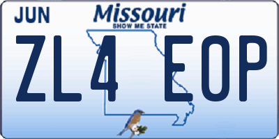 MO license plate ZL4E0P
