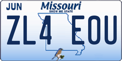 MO license plate ZL4E0U