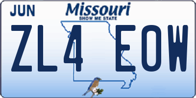 MO license plate ZL4E0W