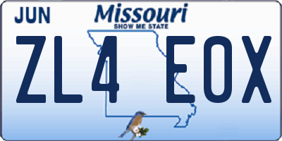 MO license plate ZL4E0X