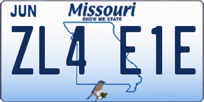 MO license plate ZL4E1E