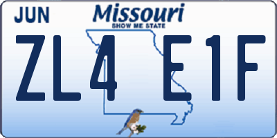 MO license plate ZL4E1F
