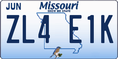 MO license plate ZL4E1K