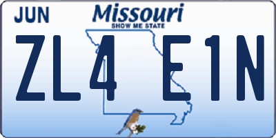 MO license plate ZL4E1N