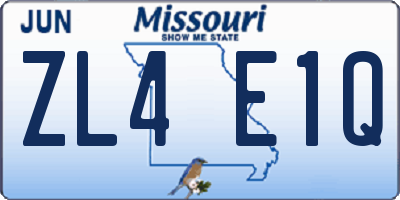 MO license plate ZL4E1Q