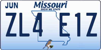 MO license plate ZL4E1Z