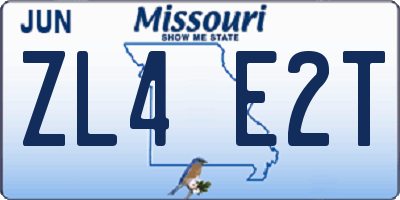 MO license plate ZL4E2T