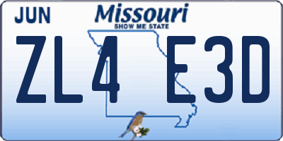 MO license plate ZL4E3D