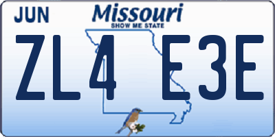 MO license plate ZL4E3E