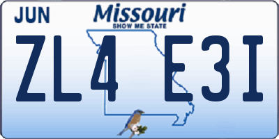 MO license plate ZL4E3I