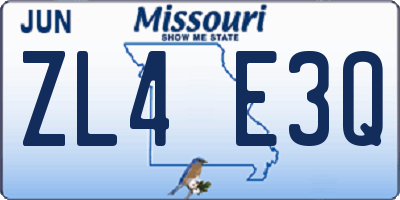 MO license plate ZL4E3Q