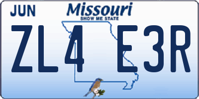 MO license plate ZL4E3R