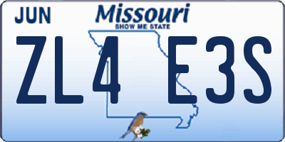 MO license plate ZL4E3S