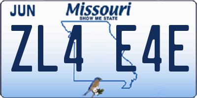 MO license plate ZL4E4E