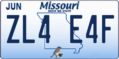 MO license plate ZL4E4F