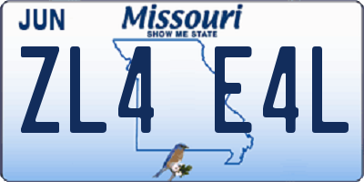 MO license plate ZL4E4L