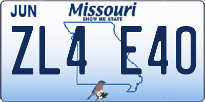 MO license plate ZL4E4O