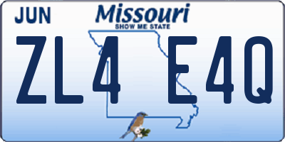 MO license plate ZL4E4Q