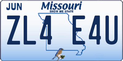 MO license plate ZL4E4U