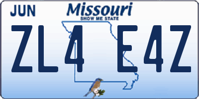 MO license plate ZL4E4Z