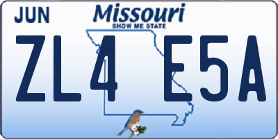 MO license plate ZL4E5A
