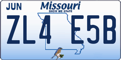 MO license plate ZL4E5B