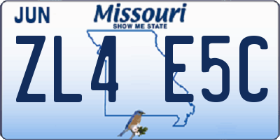 MO license plate ZL4E5C