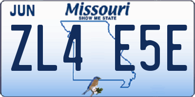 MO license plate ZL4E5E