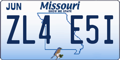 MO license plate ZL4E5I