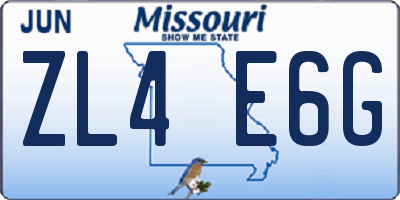 MO license plate ZL4E6G