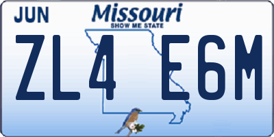 MO license plate ZL4E6M