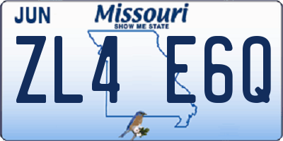 MO license plate ZL4E6Q