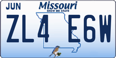MO license plate ZL4E6W