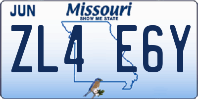 MO license plate ZL4E6Y