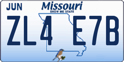 MO license plate ZL4E7B