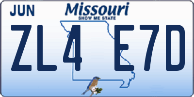 MO license plate ZL4E7D