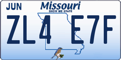 MO license plate ZL4E7F