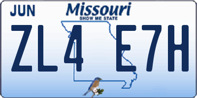 MO license plate ZL4E7H