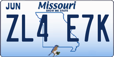 MO license plate ZL4E7K