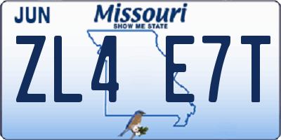 MO license plate ZL4E7T