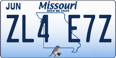 MO license plate ZL4E7Z