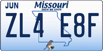 MO license plate ZL4E8F