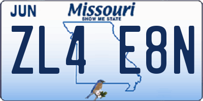 MO license plate ZL4E8N