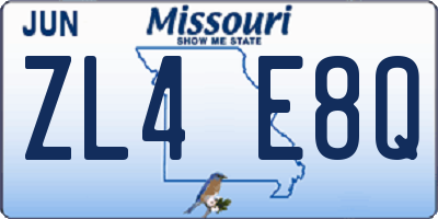MO license plate ZL4E8Q