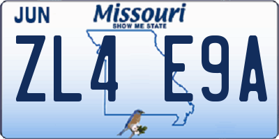 MO license plate ZL4E9A