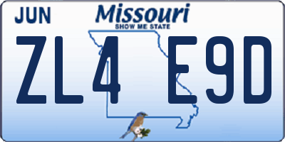 MO license plate ZL4E9D