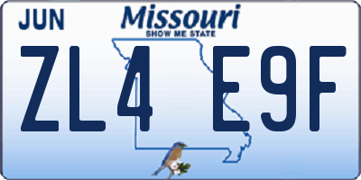 MO license plate ZL4E9F