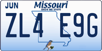 MO license plate ZL4E9G