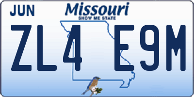 MO license plate ZL4E9M